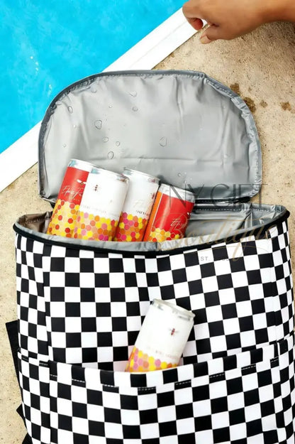 Cooler Backpack - Black and White Checkered (Pre-Order Avail Feb 10) Beach Towel