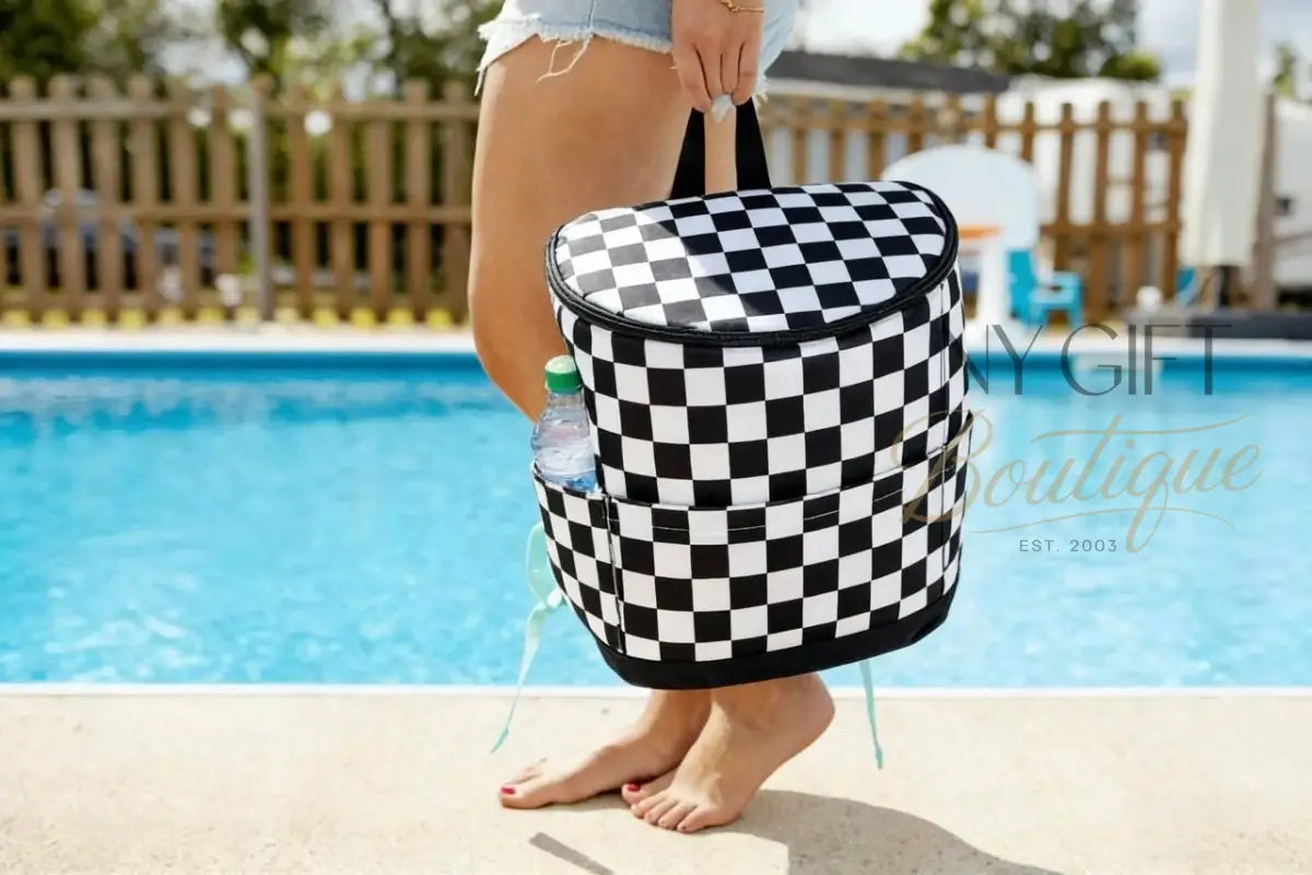 Cooler Backpack - Black and White Checkered (Pre-Order Avail Feb 10) Beach Towel