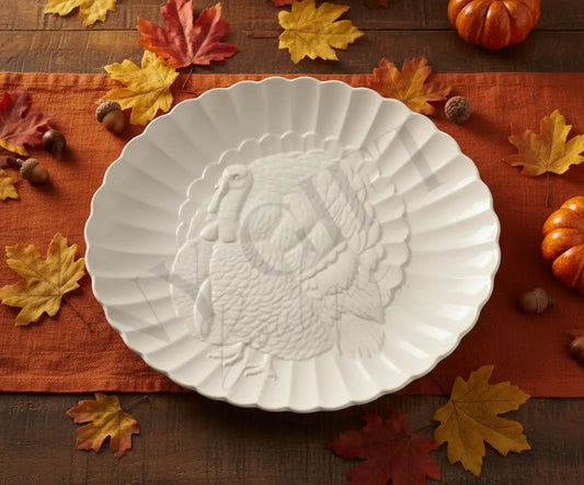 Creme Stoneware Turkey Platter Double Old Fashioned Glasses