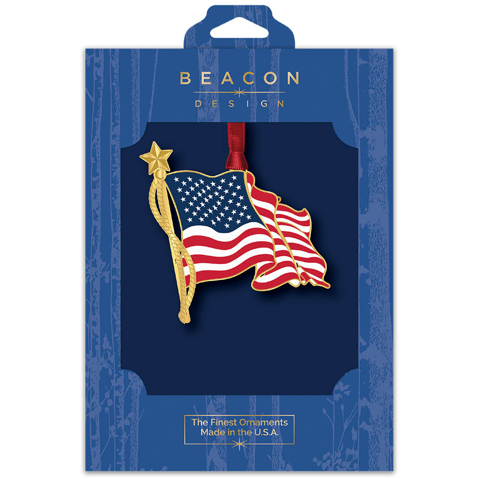 American Flag Brass Ornament