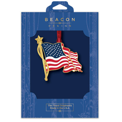 American Flag Brass Ornament