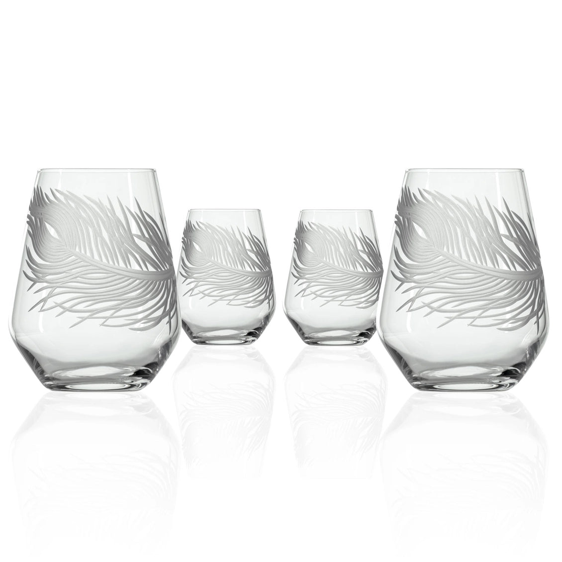 Peacock Stemless Wine Glass 18oz Set of 4