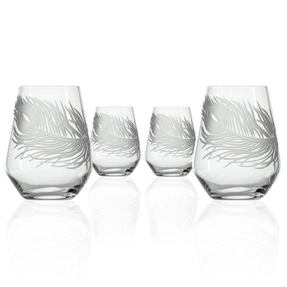 Peacock Stemless Wine Glass 18oz Set of 4