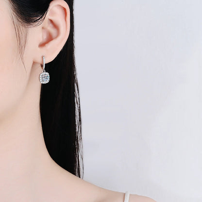 Moissanite Dangle Drop Earrings in 925 Sterling Silver