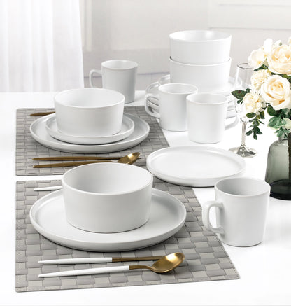 White Stoneware 16-Pc Dinnerware Set for 4