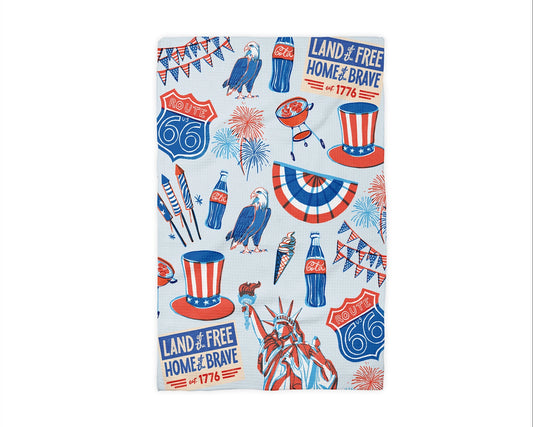 4th of July Patriotic Red White Blue Waffle Weave Towel