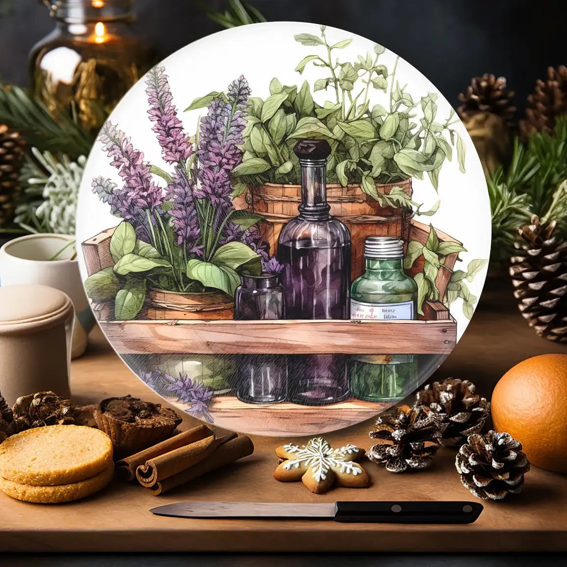 Apothecary Round Tempered Glass Cutting Board - Thumbnail 2