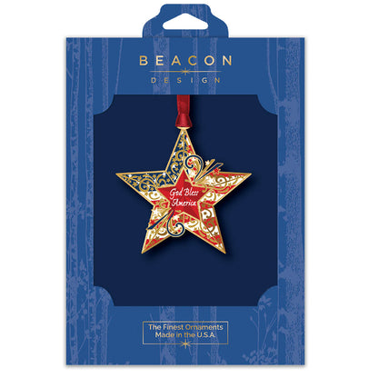 God Bless America Star Brass Ornament