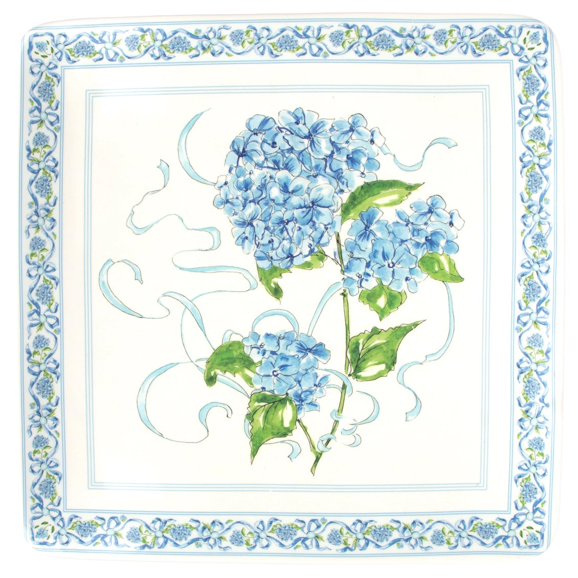 8" Hydrangea Ribbon Ceramic Trivet - Rosanne Beck