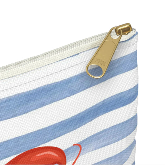 Blue Stripe with Lobster Watercolor Canvas Pouch
