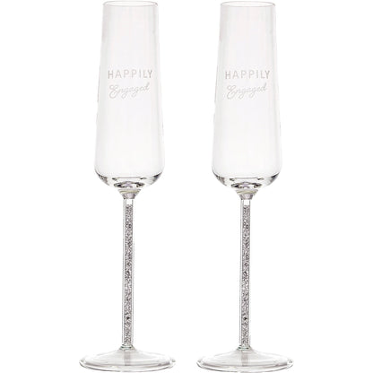 Engaged - Gift Boxed 7 oz Glass Toasting Flute Set - NY Gift Boutique