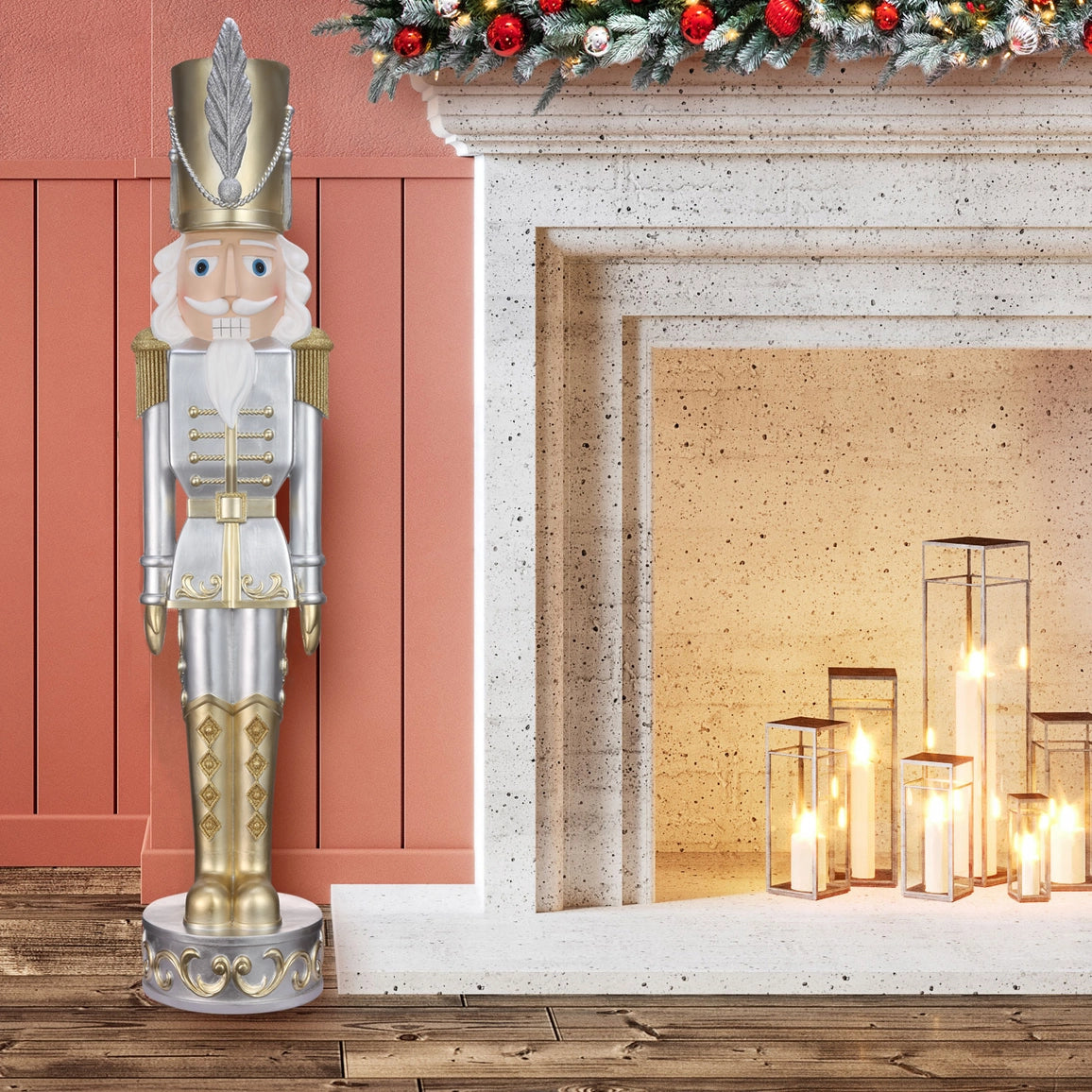 48 Inch Classic Gold/Silver Christmas Nutcracker- Haute Decor
