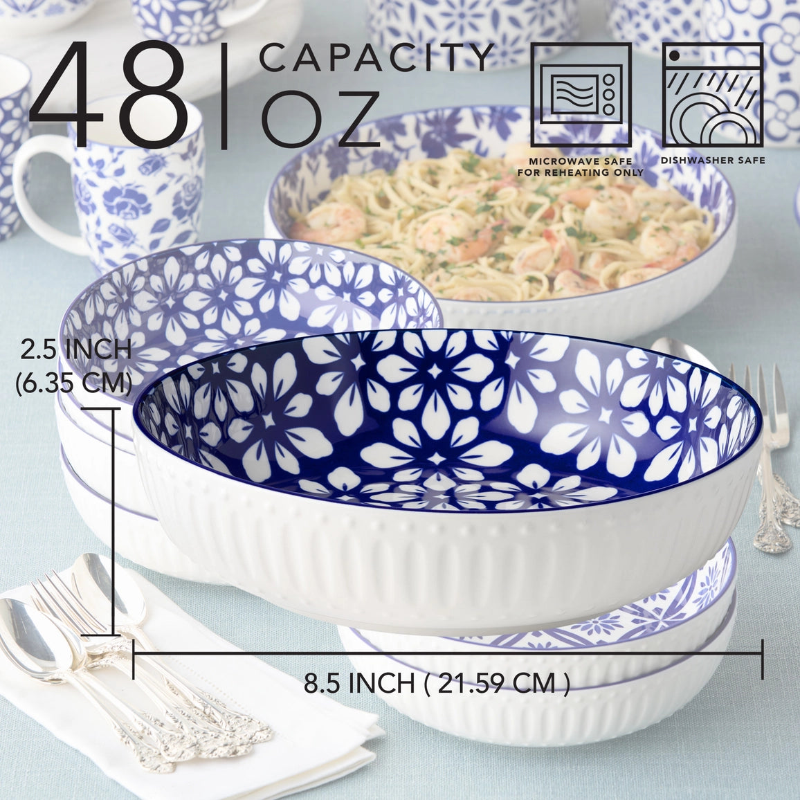 Madison Soup Bowls 48 oz Set of 12- 6 Assorted Designs