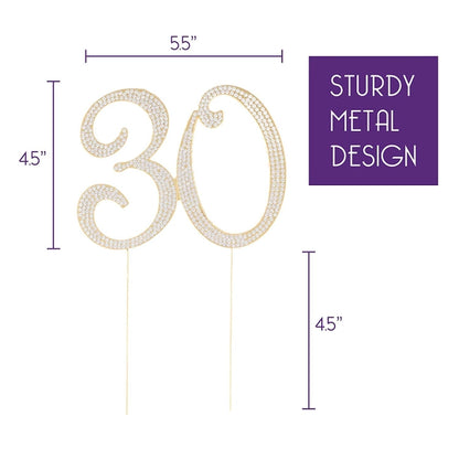 Gold 30 Crystal Cake Topper