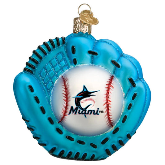 Marlins Baseball Cap Blown Glass Ornament