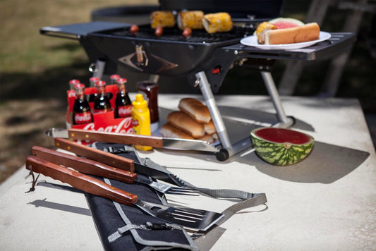 3-Piece Bbq Tote & Grill Set