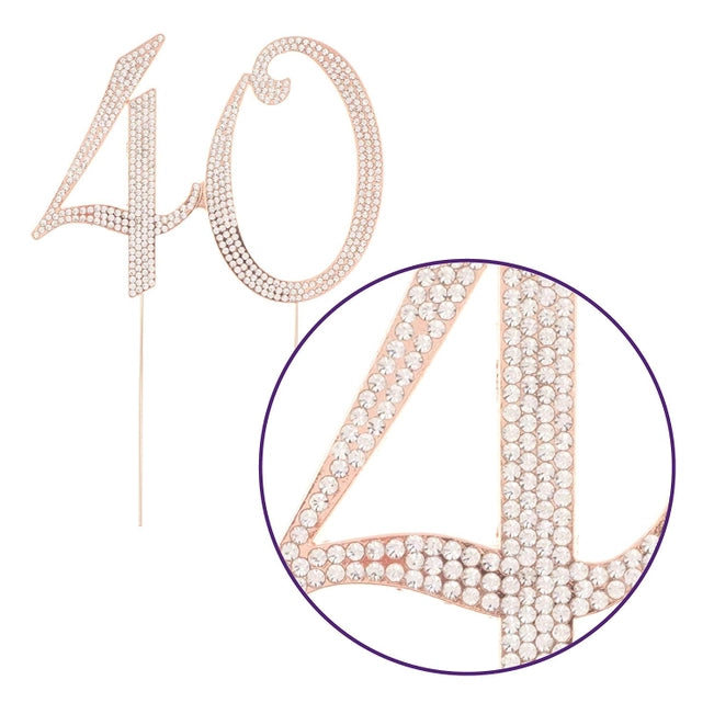 Rose Gold 40 Crystal Cake Topper