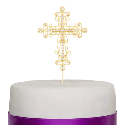 Gold Crystal Cross Cake Topper - NY Gift Boutique