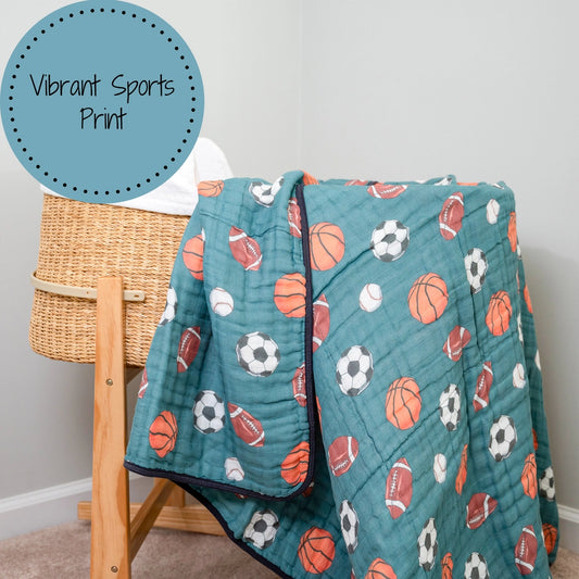 Little Athlete Sporty Theme Baby Toddler Muslin Blanket