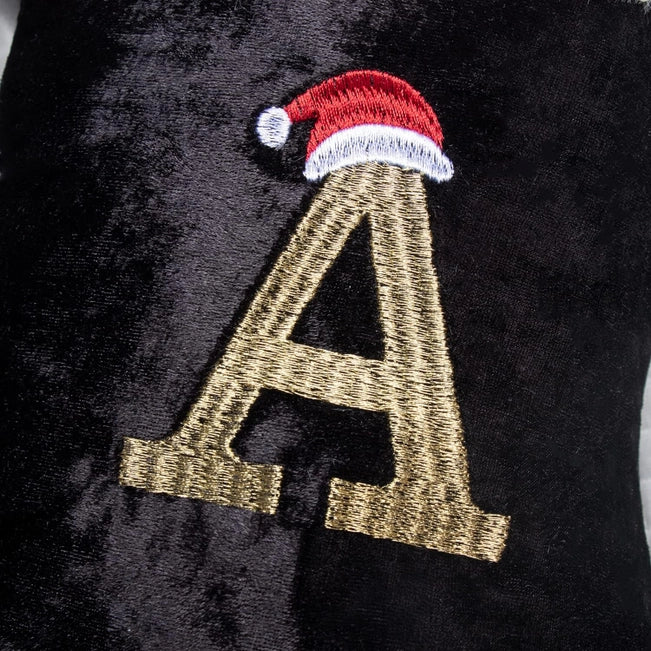 Holiday Monogram Christmas Stocking - Black