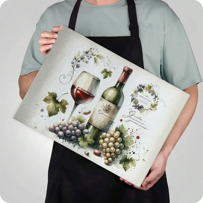 Red Wine & Grapes Tempered Glass Cutting & Serving Board
