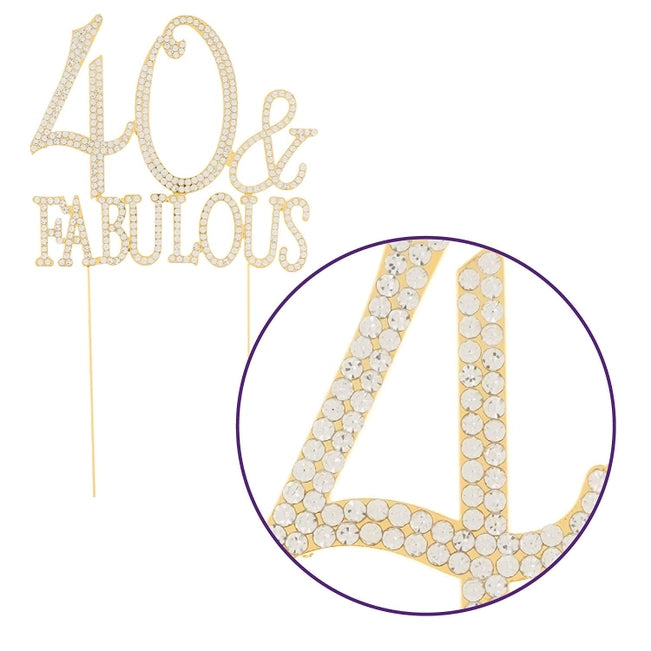 40 & Fabulous Gold Crystal Cake Topper