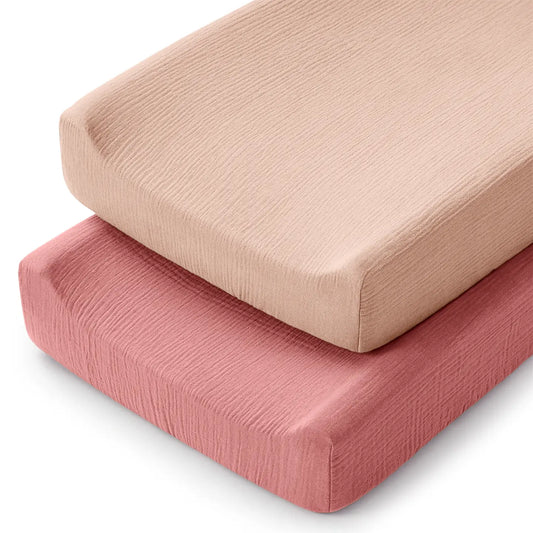 Comfy Cubs Muslin Fitted Changing Pad Cover, 2 Pack