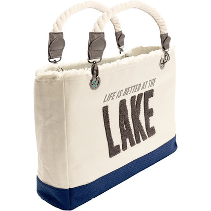Life is Better at the Lake - 21" X 12" Canvas Tote