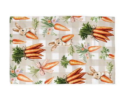 Carrot Easter Bunny Waffle Weave Towel