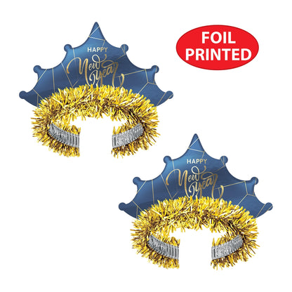 Midnight Blue and Gold New Year Tiaras, Pack of 50