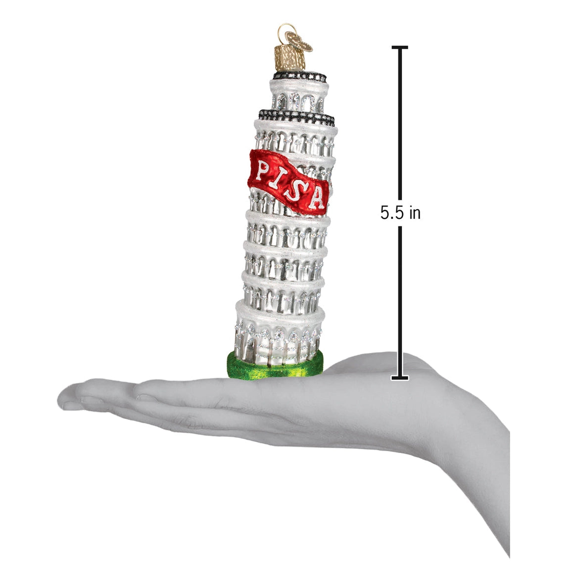 Leaning Tower of Pisa Blown Glass Ornament