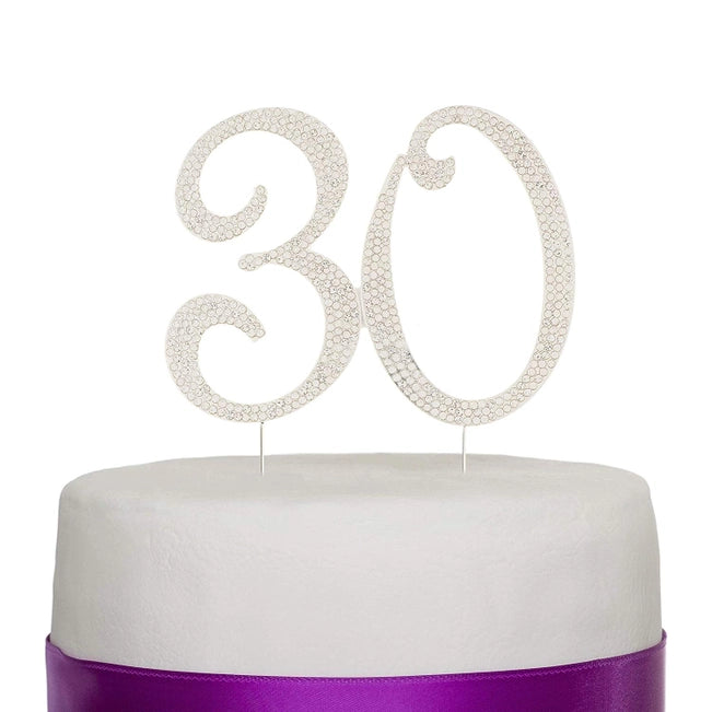 Silver 30 Crystal Cake Topper