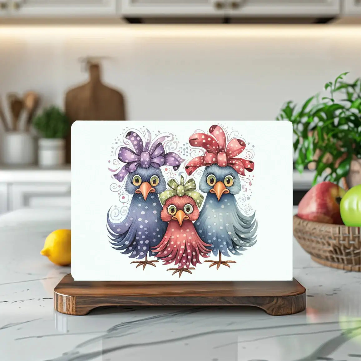 Silly Chicken Tempered Glass Cutting & Serving Board