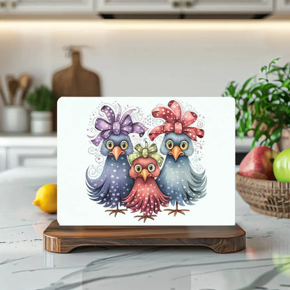 Silly Chicken Tempered Glass Cutting & Serving Board
