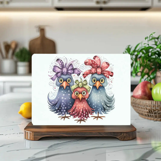 Silly Chicken Tempered Glass Cutting & Serving Board