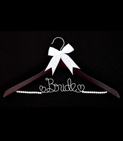 Bride Wedding Dress Hanger - Mahogany with Pearls