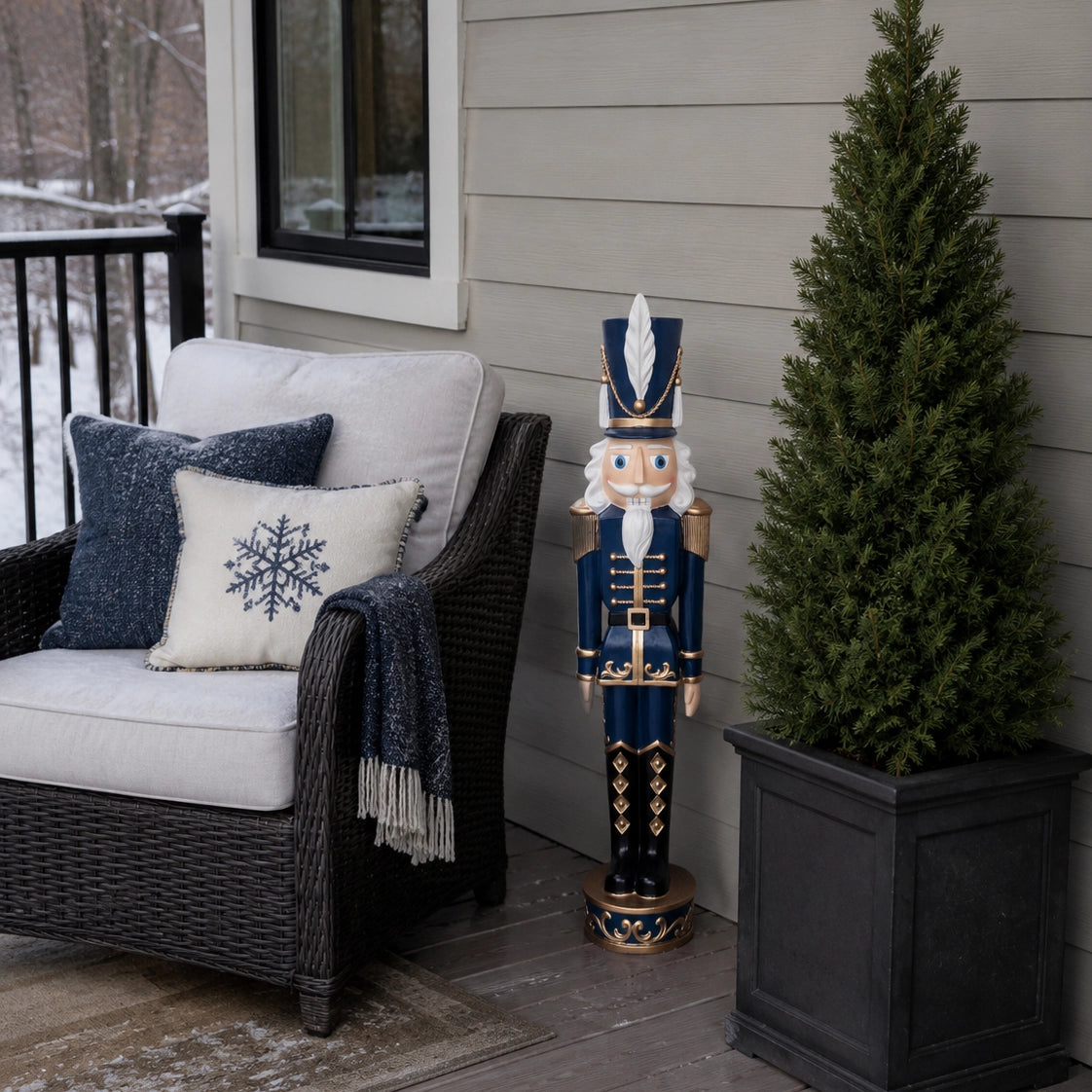 37 Inch Blue and Gold Christmas Nutcracker— Haute Decor