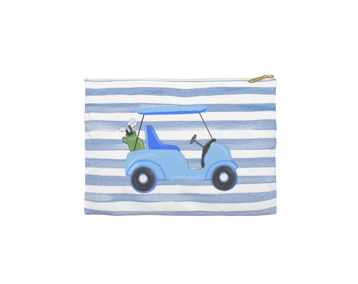 Blue Stripes with Blue Golf Cart Canvas Pouch