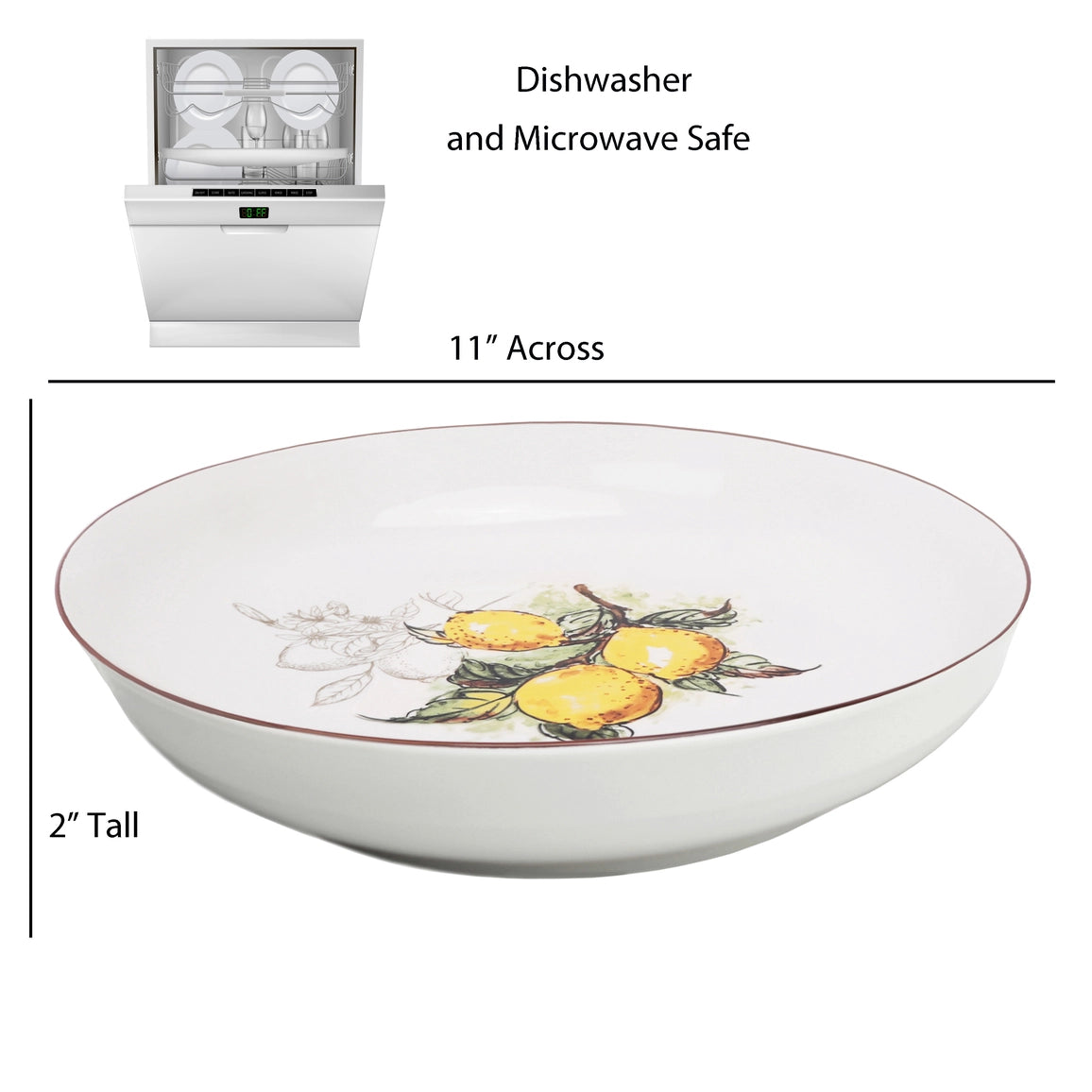 Lemon Vine 5-Piece Porcelain Pasta Set