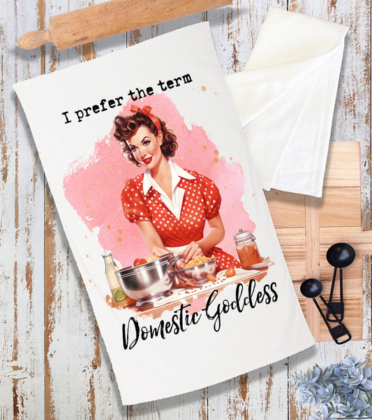 Domestic Goddess Retro Housewife Terry Cloth Towel