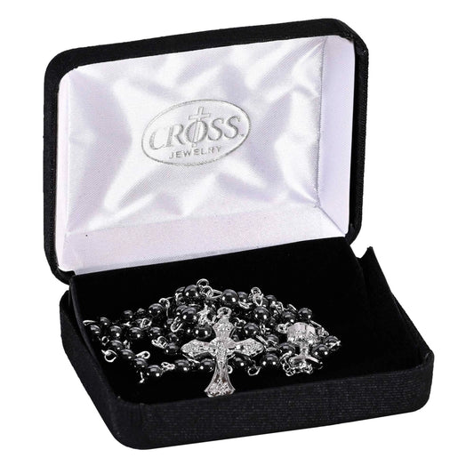 Rosary Silver Plate Hematite Bead 17"L - NY Gift Boutique