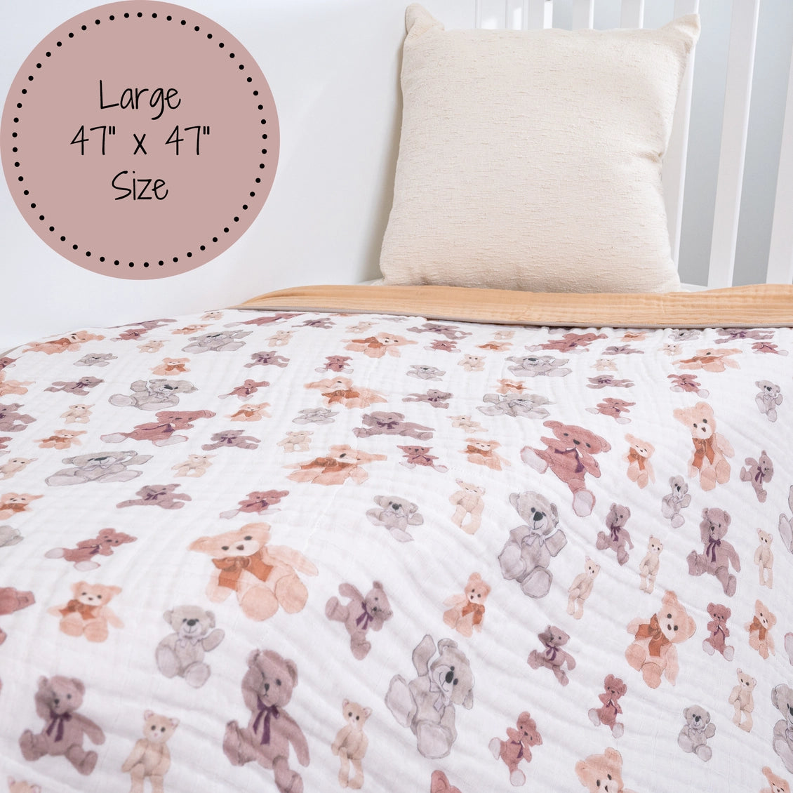 Bear Hugs Baby Toddler 100% Cotton Muslin Blanket