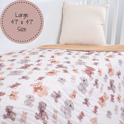 Bear Hugs Baby Toddler 100% Cotton Muslin Blanket