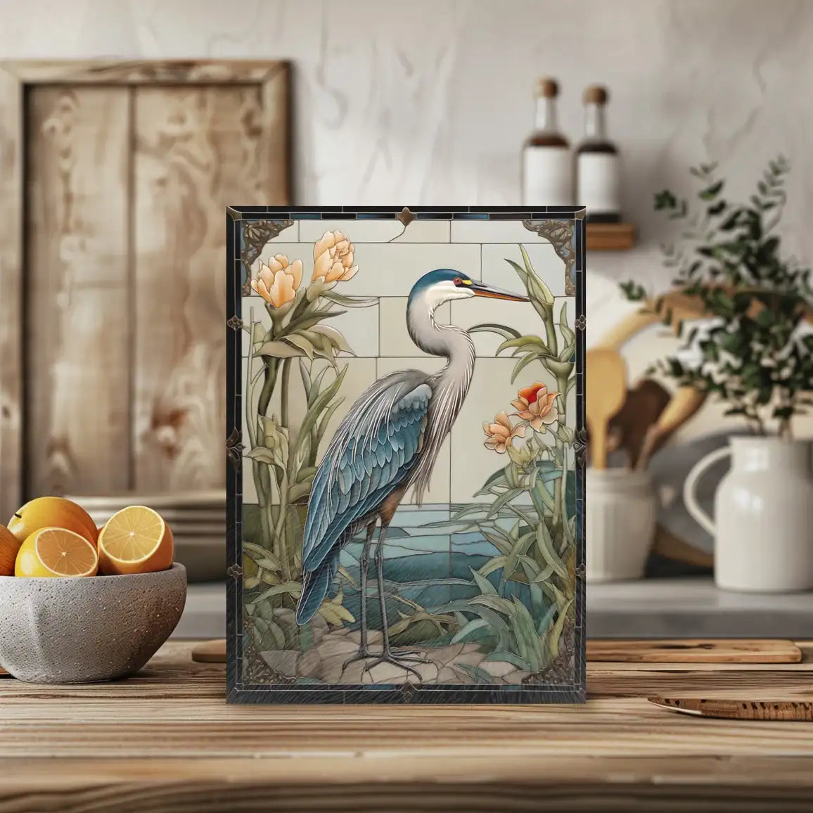 Blue Heron Tempered Glass Kitchen Cutting & Serving Board