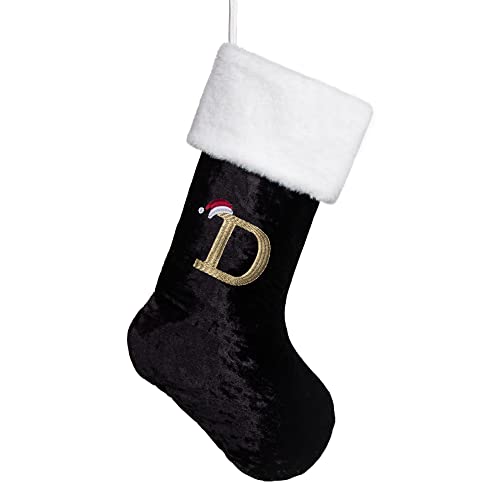 Holiday Monogram Christmas Stocking - Black