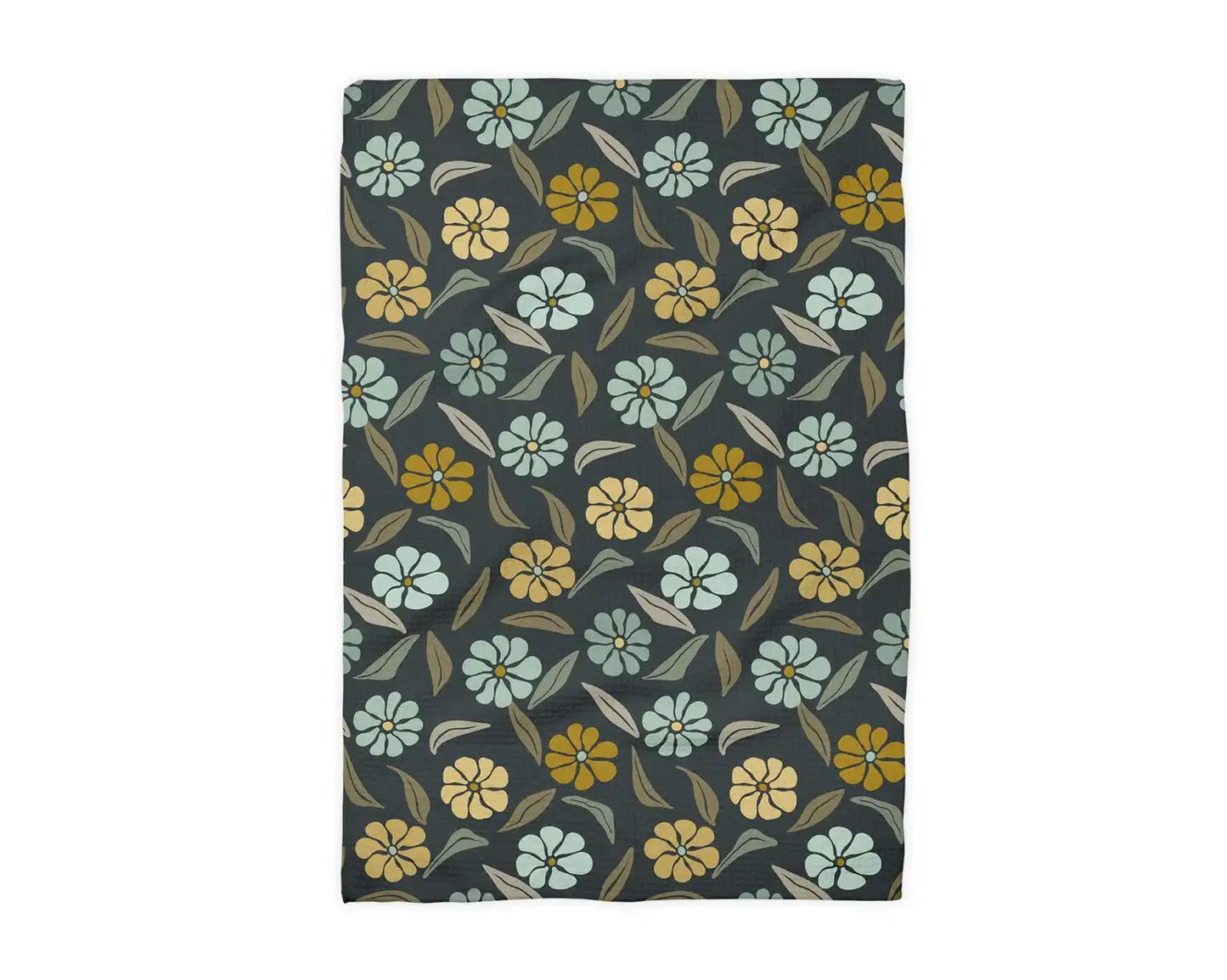 Boho Floral Autumn Leaves Kitchen Waffle Weave Towel