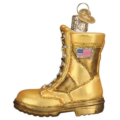 Military Boot Blown Glass Ornament