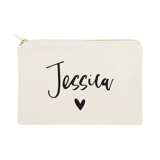 Personalized Name Heart Travel Make Up Pouch