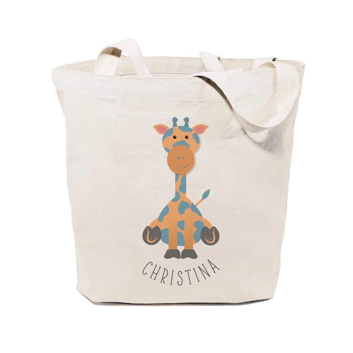 Personalized Giraffe Kids Canvas Tote Bag