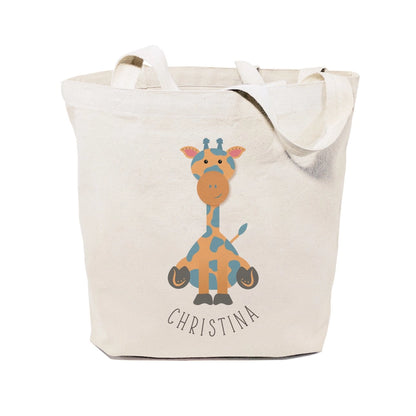 Personalized Giraffe Kids Canvas Tote Bag